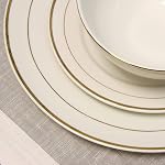 Gibson Palladine 16 Piece Dinnerware Set, Double Gold Banded, Fine Ceramic