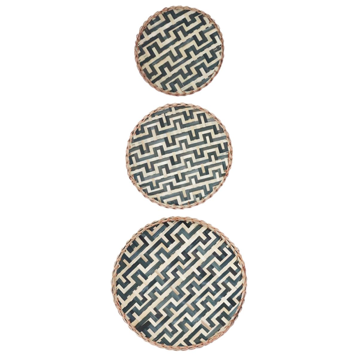 Cestas de pared tejidas de bambú para comedor y oficina con diseño natural bohemio