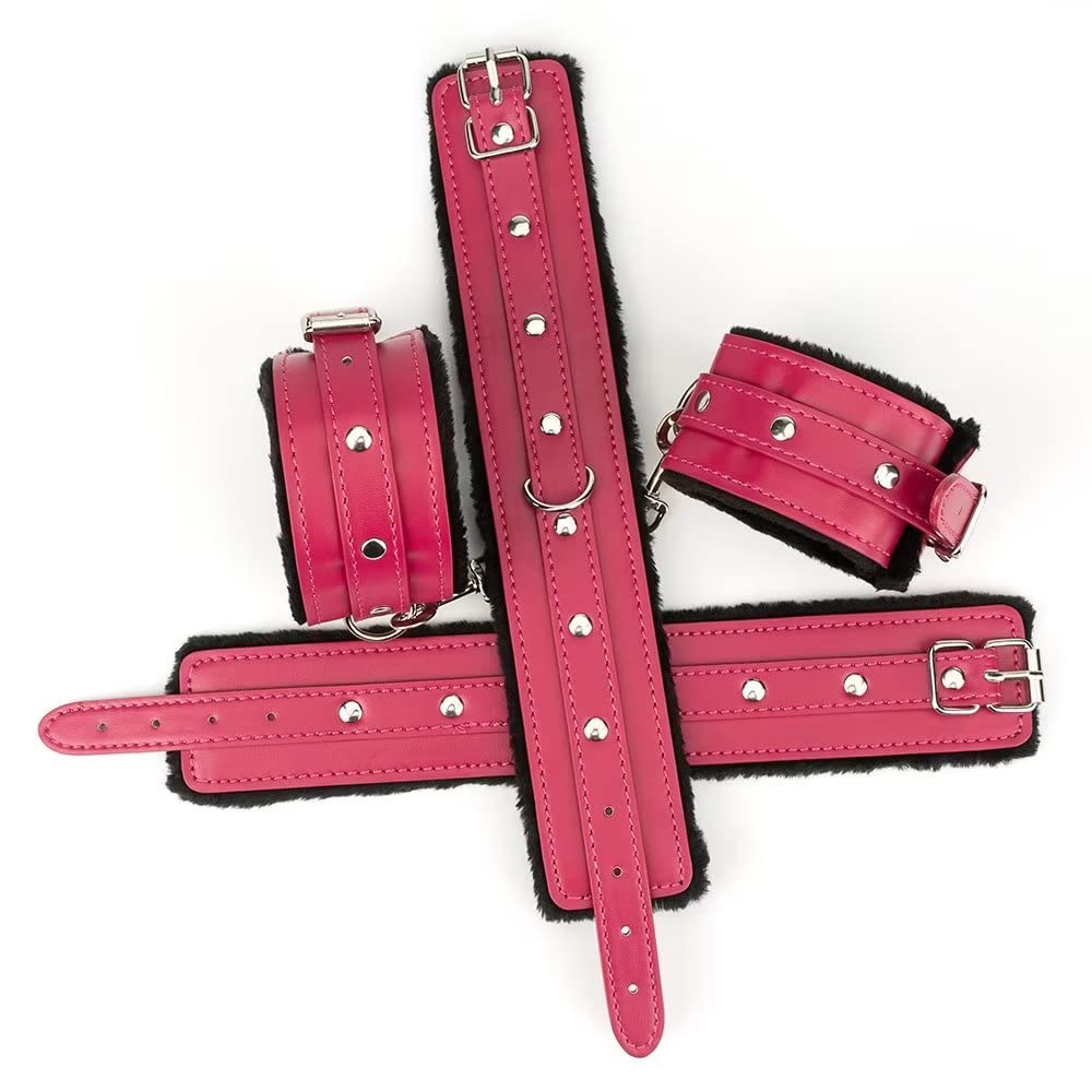 SISWIMBracelet Multilayer Black Leather Wrist Cuff Wrist Cuffs Fashionable Plush Handcuffs, Posing As Props for Police Games, Parties and Masquerade Parties