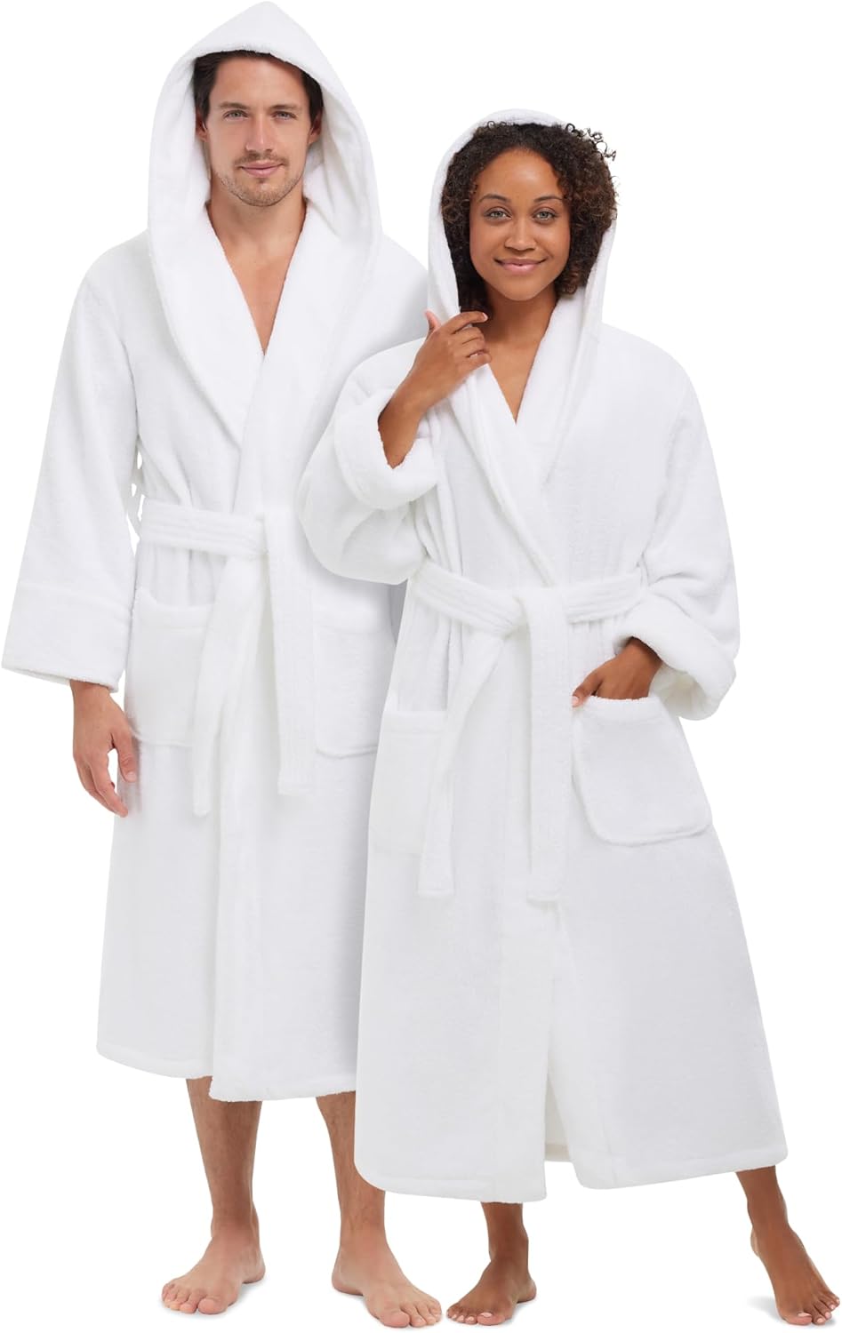 MONARCH 2Pcs His and Hers SPA Robes Gift Set, Hooded, Luxury Combed Cotton, Five-Star Hotel Choice