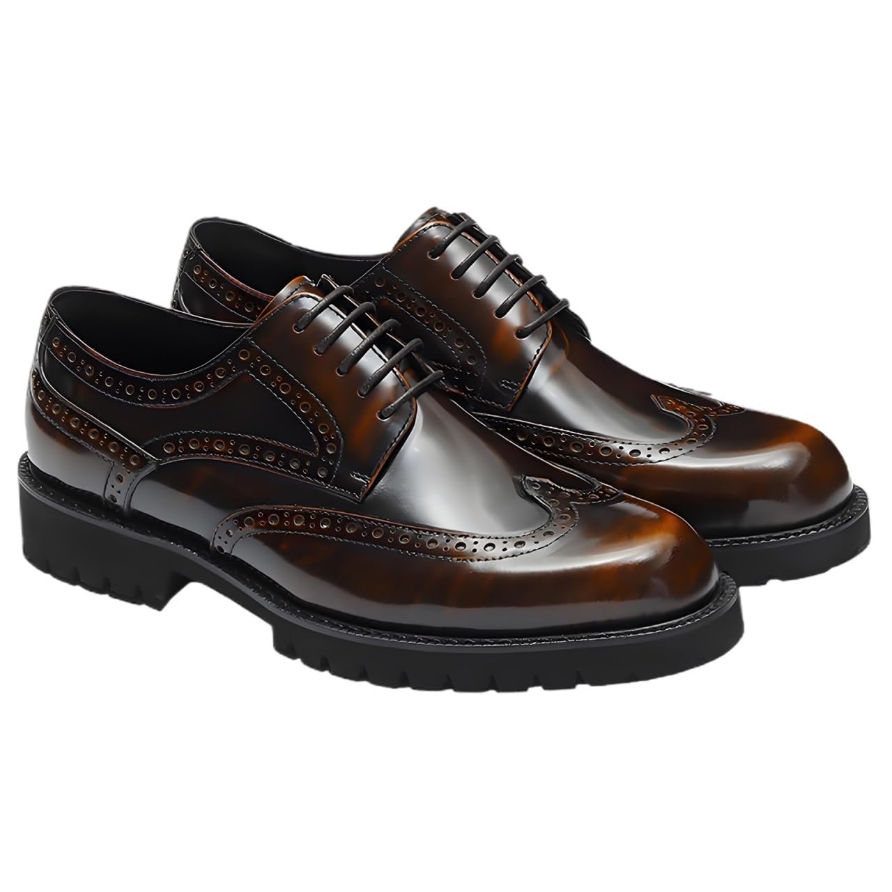 Męskie formalne buty Oxford z ozdobnymi detalami, oddychająca skórzana podszewka i antypoślizgowa podeszwa do stroju biznesowego i na profesjonalne okazje, Brązowy, 38.5 EU
