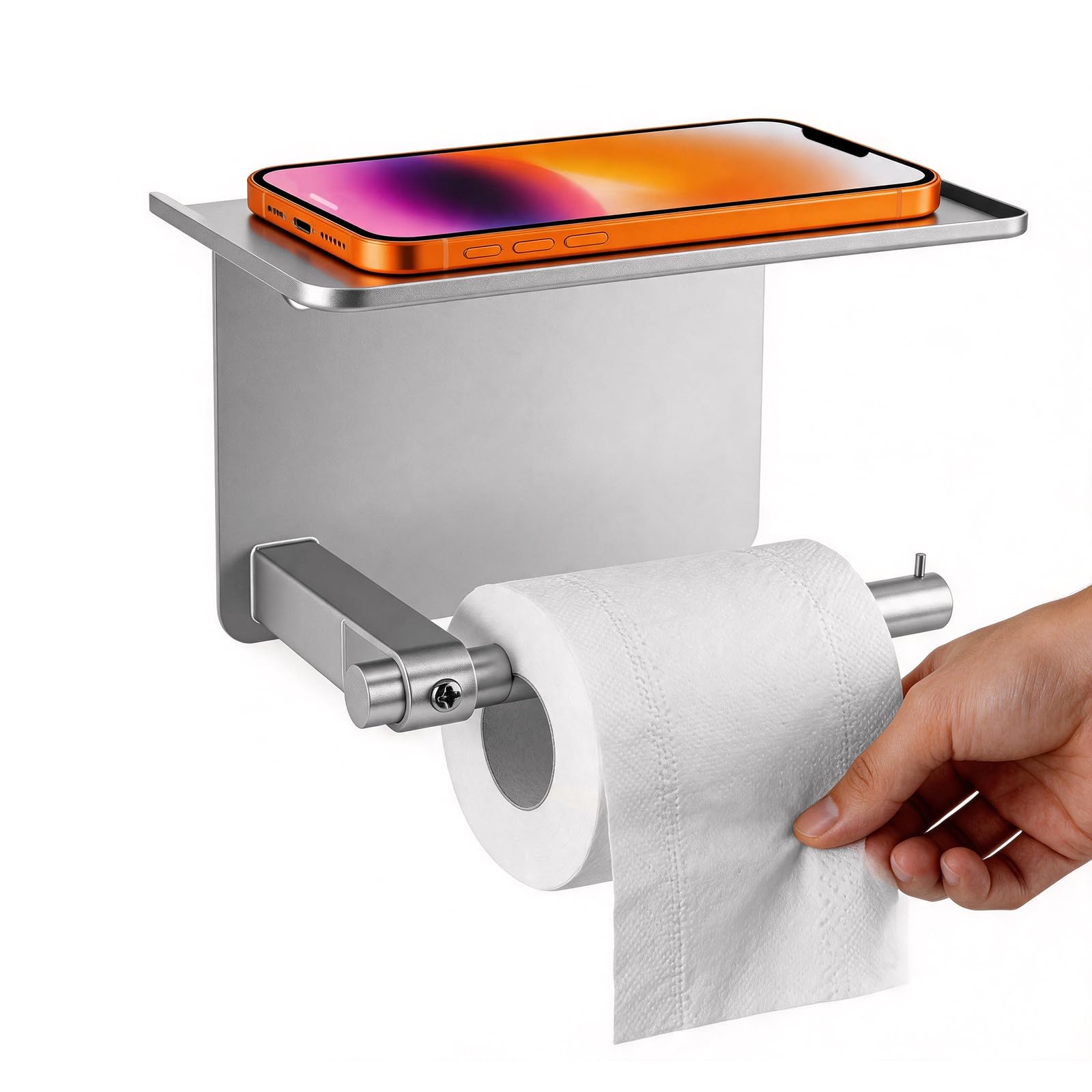 Adhesive Toilet Paper Holder with Shelf Wall Mount Toilet Paper Roller