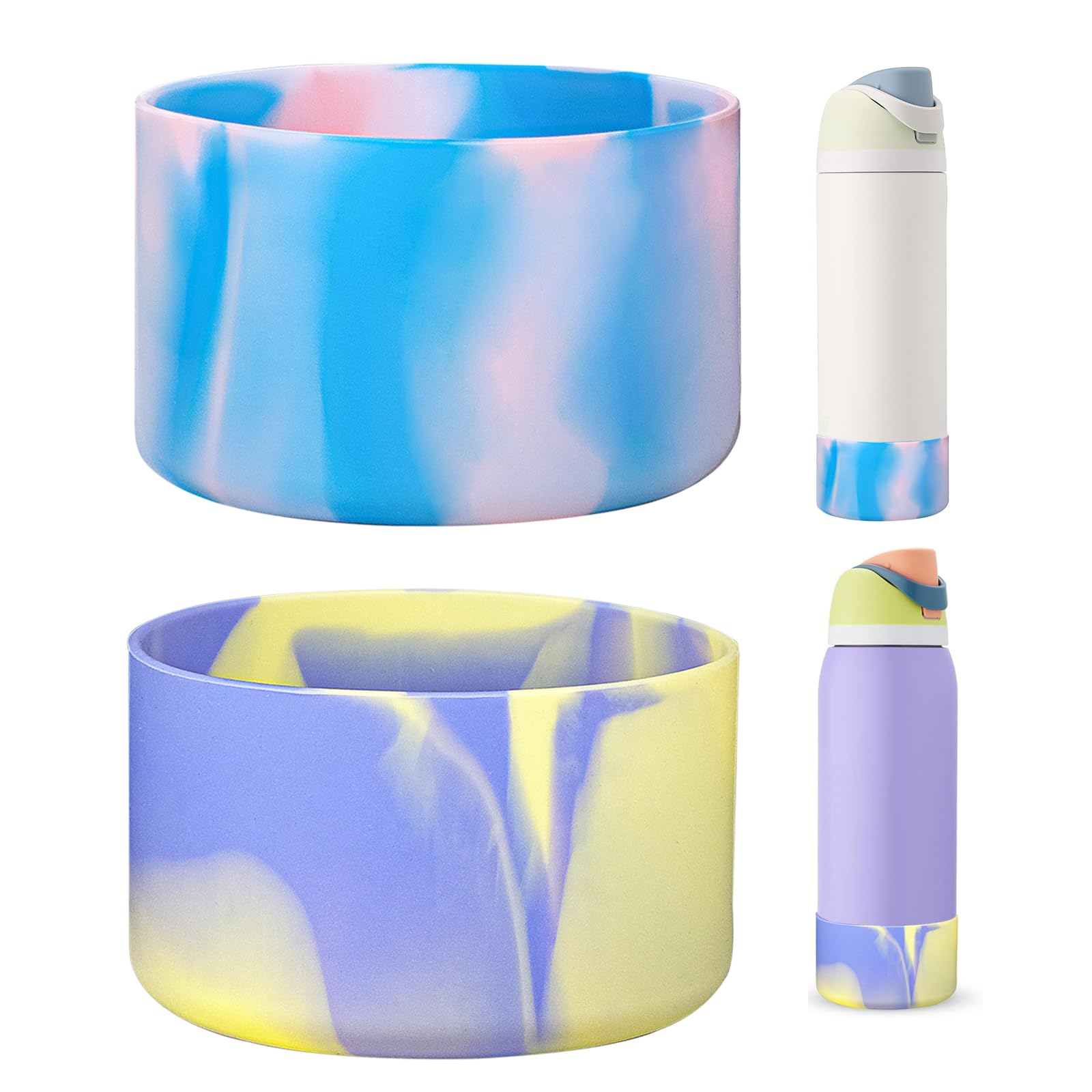 HEYSKAY 2PCS Silicone Boot for Owala Flask Water Bottle 24oz 32oz 40oz Anti-Slip Protective Sleeve for Owala Twist,FreeSip and Flip Stainless Steel Water Bottle BPA-Free Boot Bottom Base