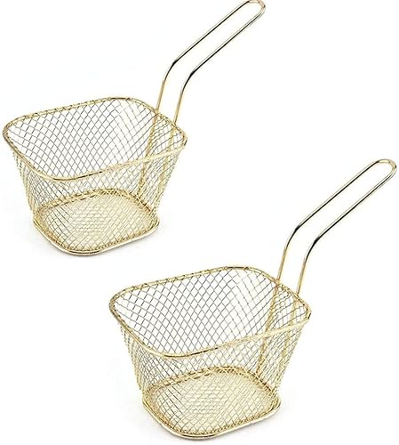 Lot de 2 paniers à frites carrés en acier inoxydable Cover