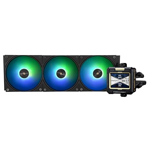Thermalright FW 360 Schwarz ARGB CPU-Wasserkühlung, 360 AIO-Kühlung, IPS 320 * 240 Auflösung LCD-Bildschirm, flüssiger CPU-Kühler für AMD/Intel Flüssig-CPU-Kühler: LGA1700/AM4/AM5 - FW360 BLACK ARGB