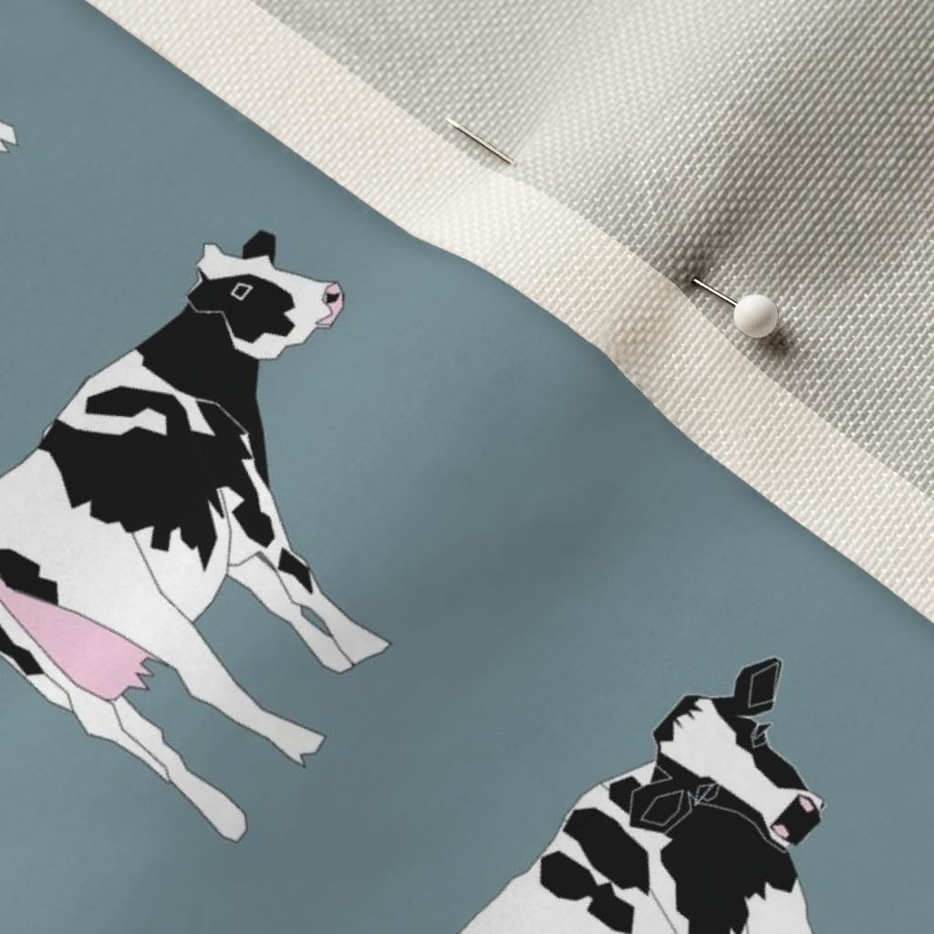 Spoonflower Fabric - Dairy Cows Farming Farm Cow Nursery Gender Neutral Printed on Upholstery Velvet Fabric Fat Quarter - Upholstery Home Decor Bottomweight Apparel