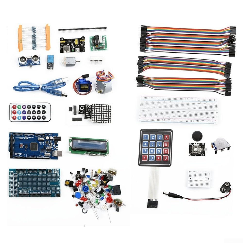 para arduino para kit de inicio para Mega2560, kit completo de electrónica STEM con sensores LCD1602, más de 100 componentes para proyectos de aprendizaje, juego definitivo para principiantes