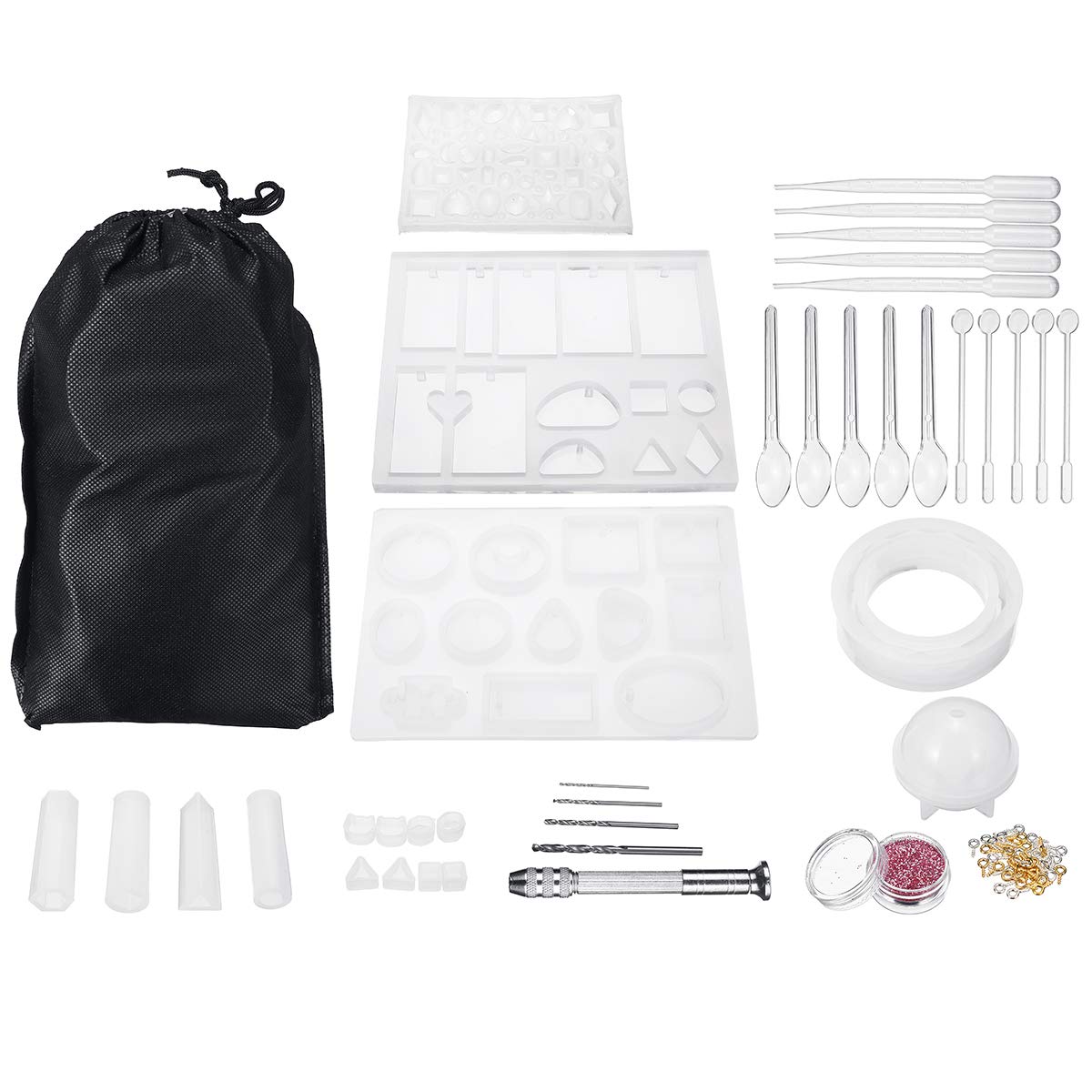 ChaRLes 83 Unids Diy Moldes De Silicona Haciendo Joyería Colgante Resina Casting Molde Herramienta W/Bolsa