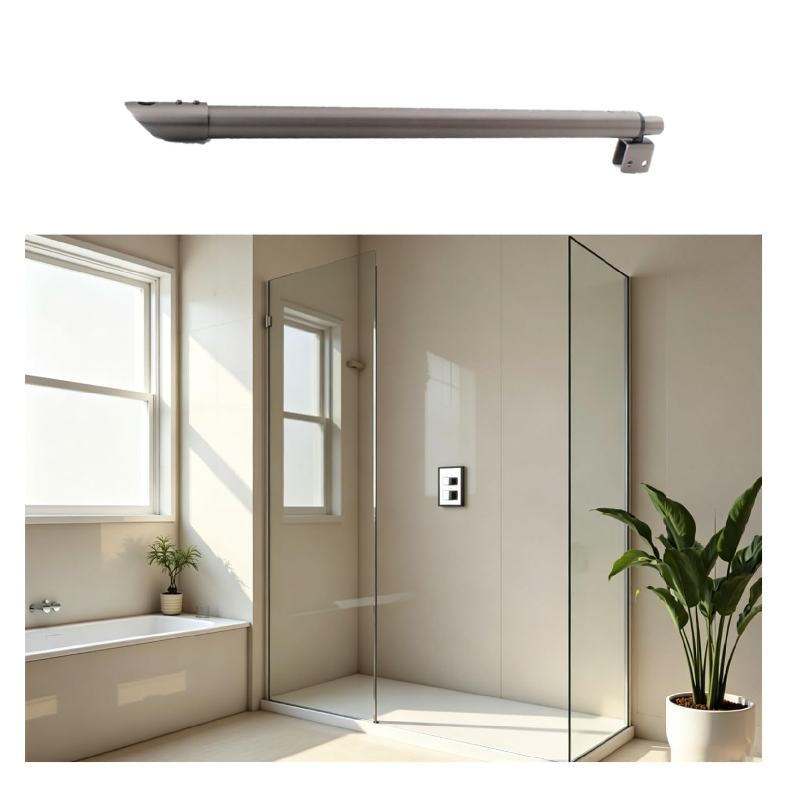 Djphofs 60-80Cm/23.6-31.5In Gray Telescopic Shower Door Glass Support Bar, Flexible Frameless Stabilizer, Secure Adjustable Rods Easy Installation()