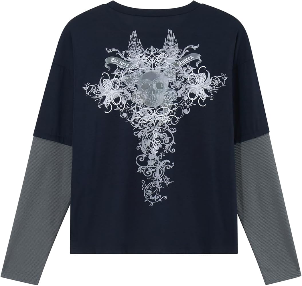 トップス 00s border l/s cutsew y2k grunge emo トップス 00s border