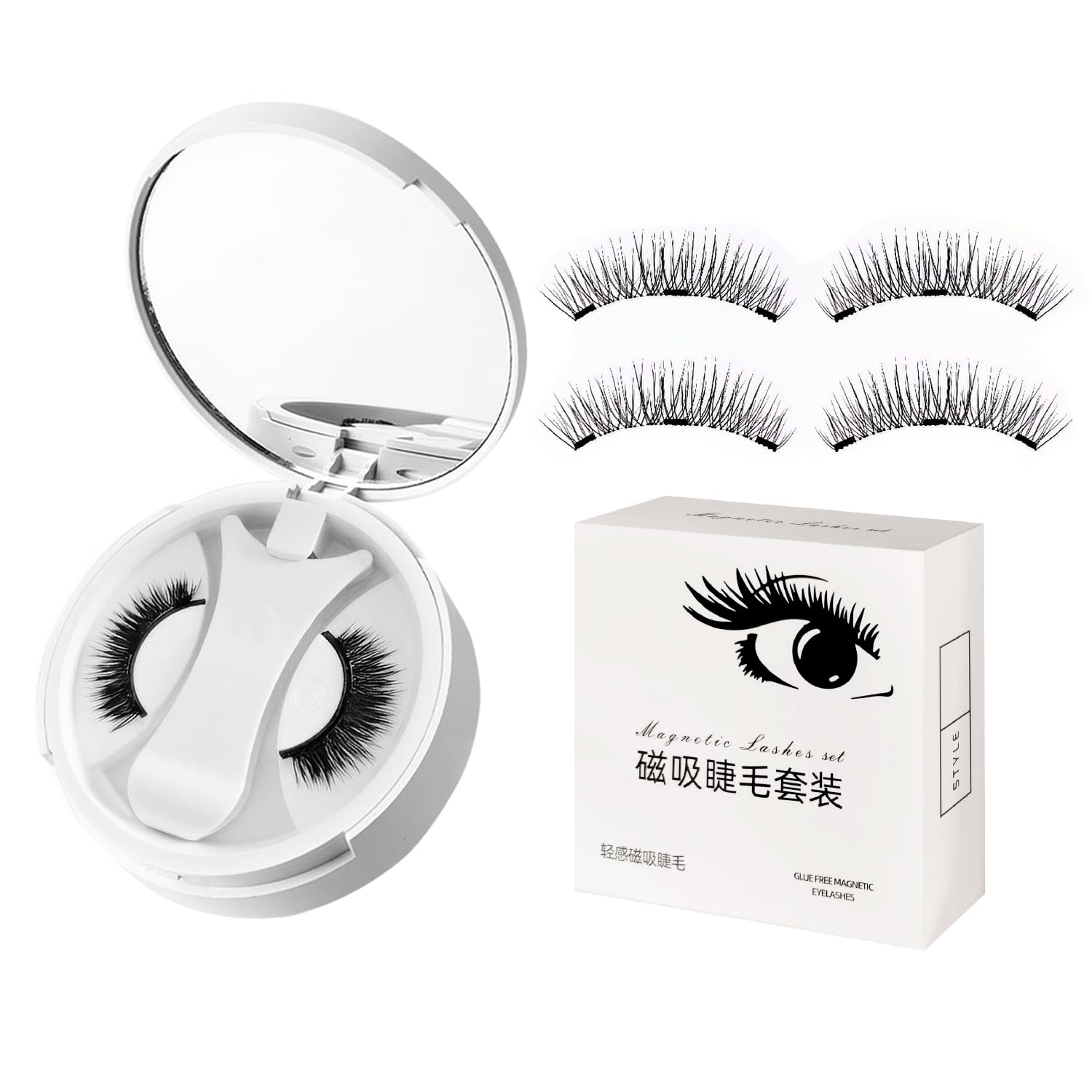 Magnetic Eyelashes without Eyeliner - No Glue 3D False Eyelashes Kit Magnetic Eyelashes Natural Look