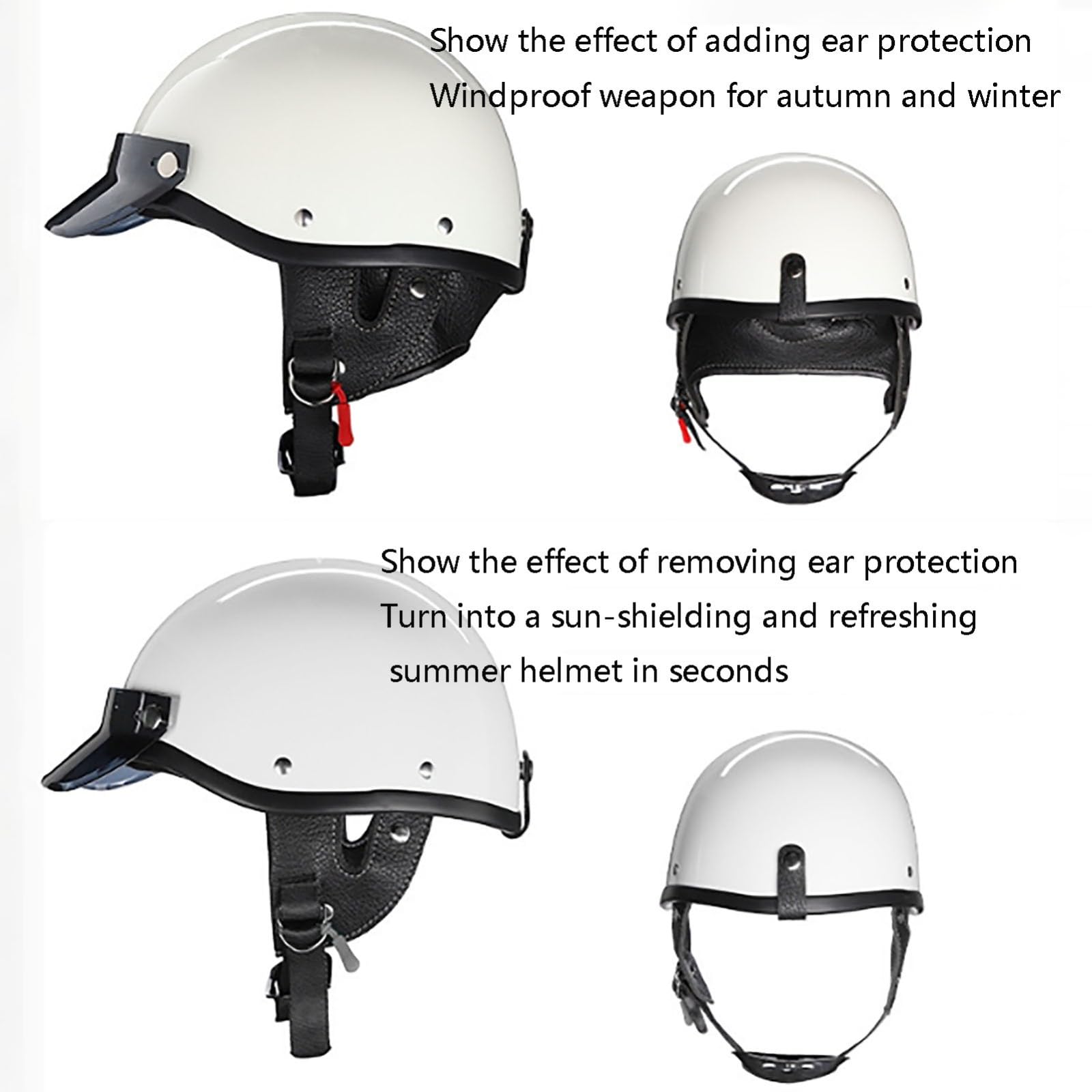 Kask motocyklowy z wizjerem, niemiecki kask retro, Unisex. Ece certyfikowany półkask dla dorosłych