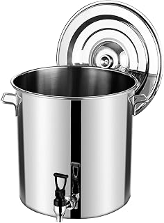 Stainless Steel Stock Pot with Spigot Spout,Aluminum Stock Pot,Soup Pot with Lid,Heavy Duty Cookware Stockpot with Handles,Kettle Pot Wine Bucket,Milk Can with Tap,Commercial Stock Pot,5L/4.7QT
