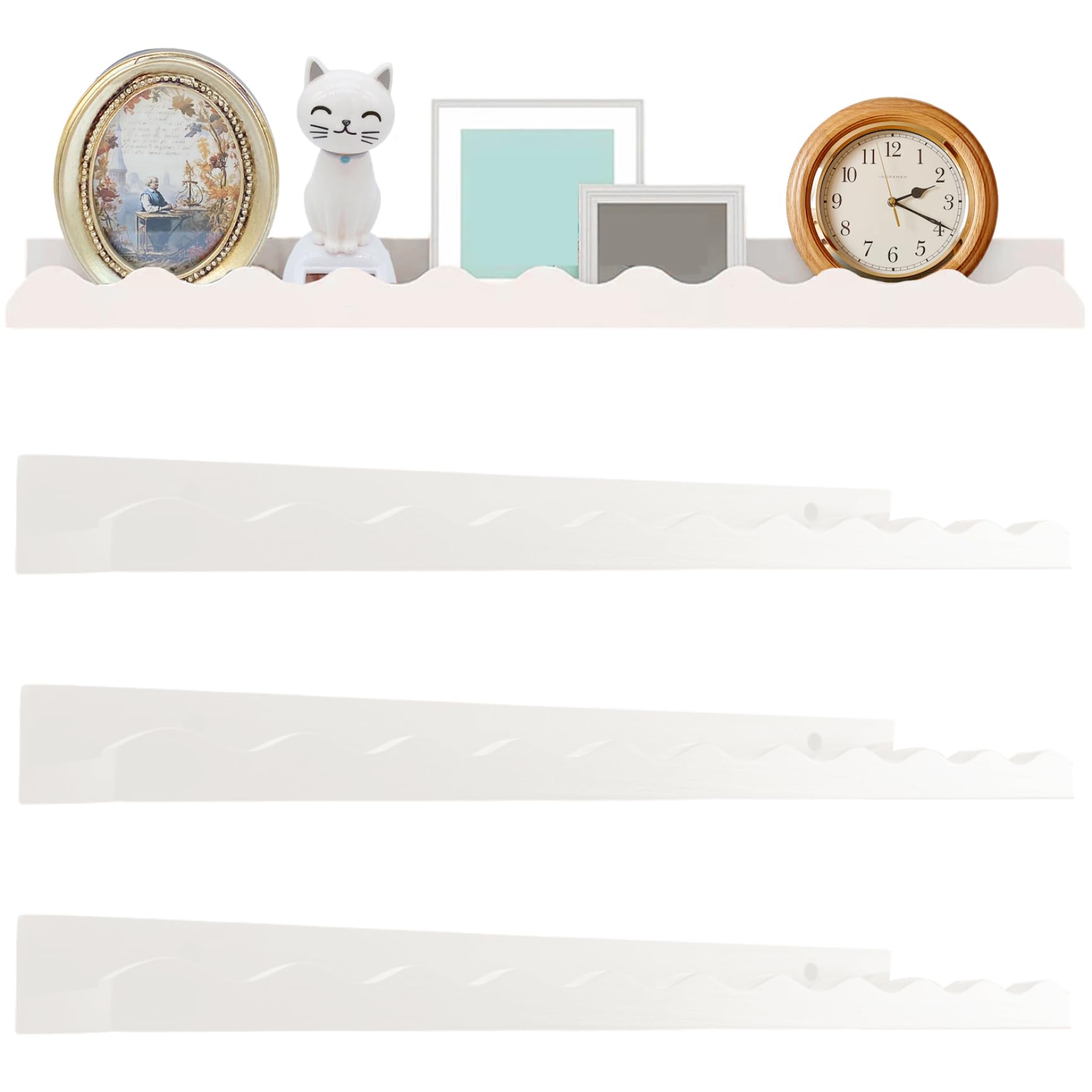 Étagères murales flottantes lot de 4 supports en bois blanc pour décoration photos et plantes