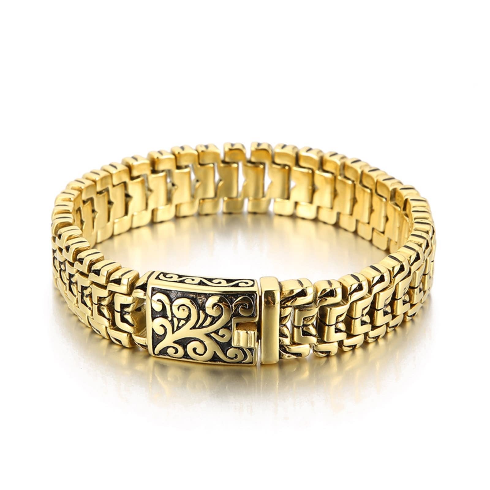 Freundschaftsarmband, Armband Männer Kette Rostfreier Stahl Anderer Kettentyp Hip Hop Blumen Totem Design Armband für Herren