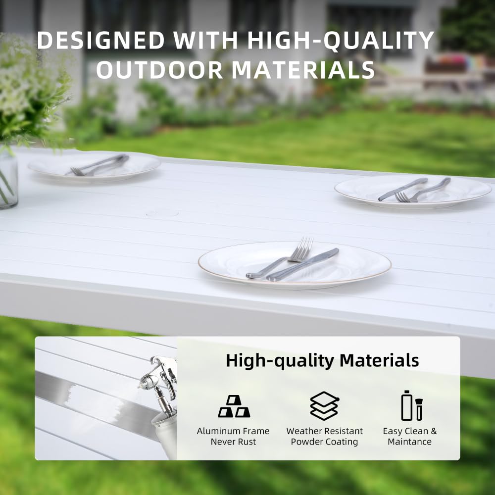 Caviresta 6 Piece Patio Dining Set with 4 Chairs,1 Bench&Cushions,Aluminum Frame,Sunbrella Fabric,Table w/Umbrella Hole