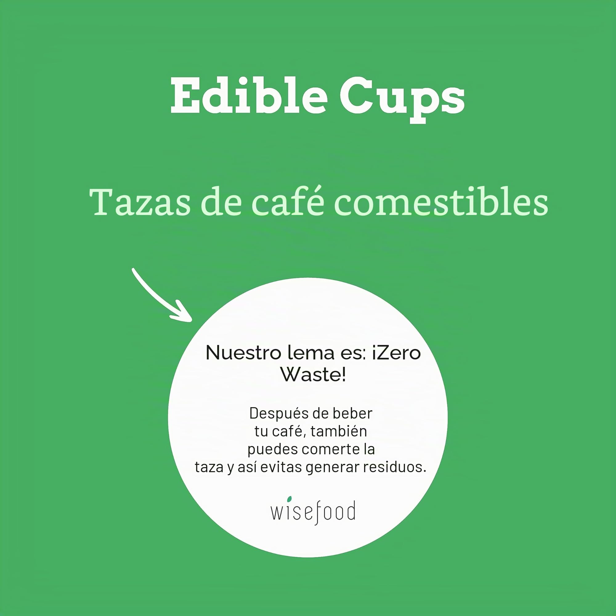 wisefood Vasos comestibles – 240 vasos comestibles Coffee To Go 220 ml – Vasos de café, postres, gofres – alternativa ideal a vasos de plástico, vasos de papel o vasos desechables