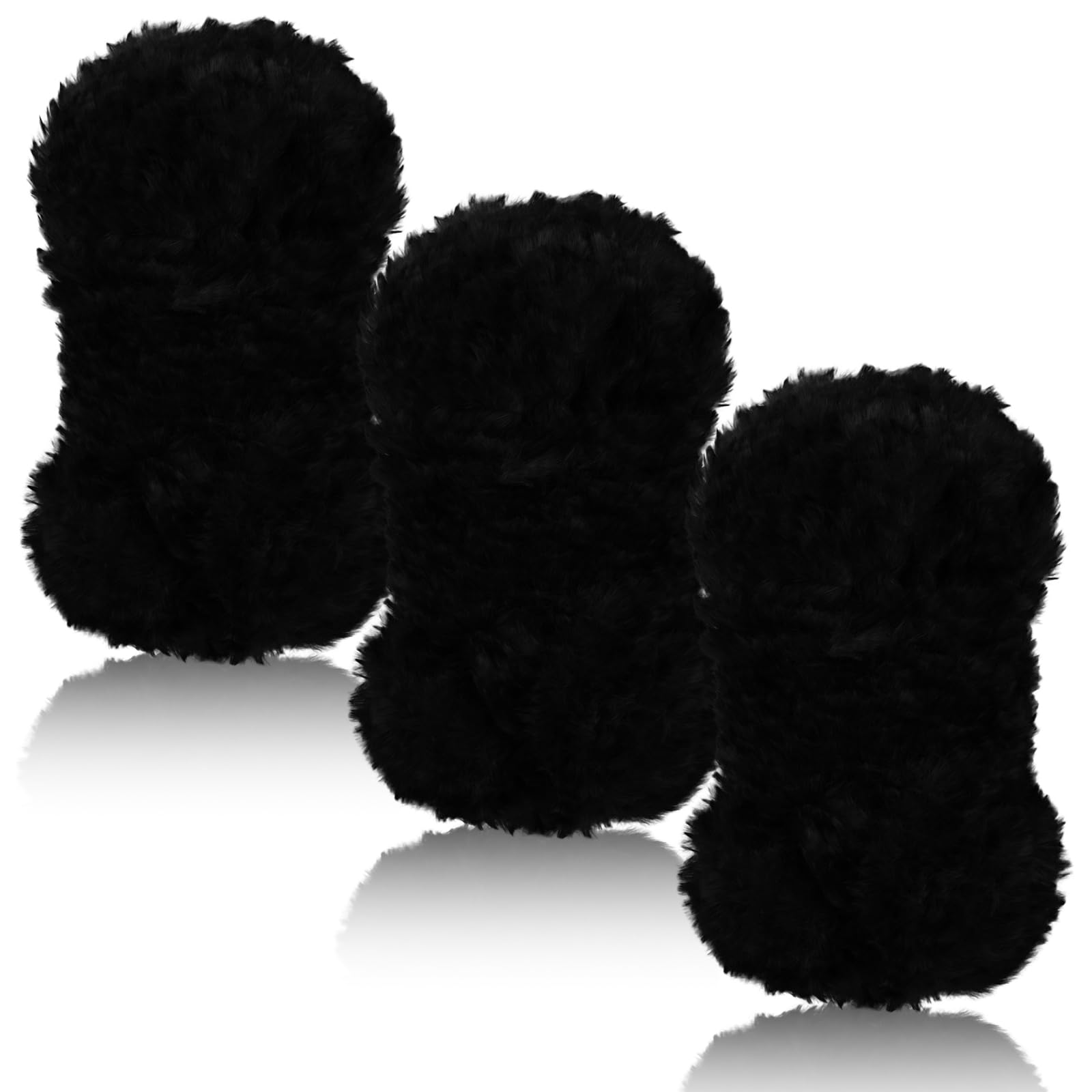 LEREATI Faux Fur Yarn for Crochet 3 x 100g/Skein 60m Eyelash Yarn Soft Chunky Fuzzy Yarn for Crocheting and Knitting, Fluffy Yarn for DIY Bag, Hats, Blankets, Furry Object (Black)