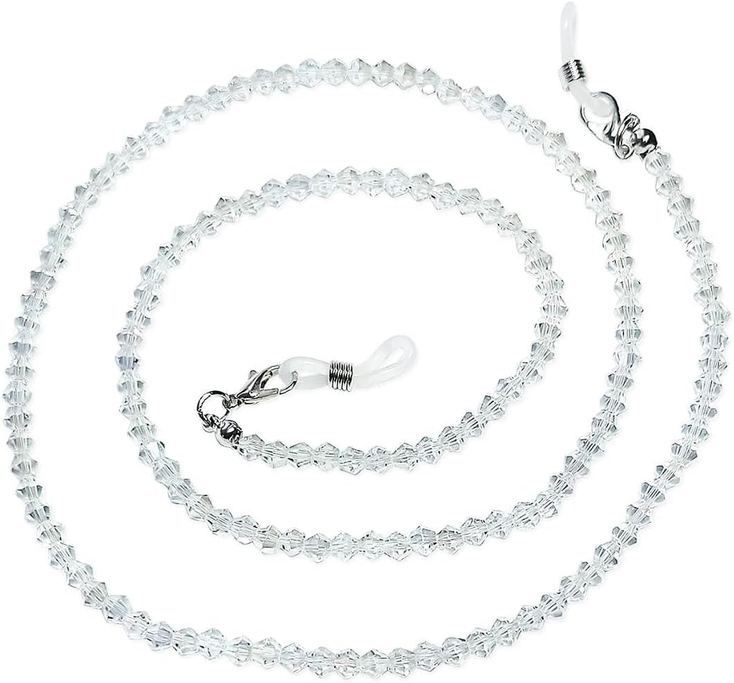 PATCHA Eye Glasses String Strap, Sunglass Strap, Mask Chains and Cords for Women, Premium Crystal Eyeglass Holder.(Crystal Clear), Small