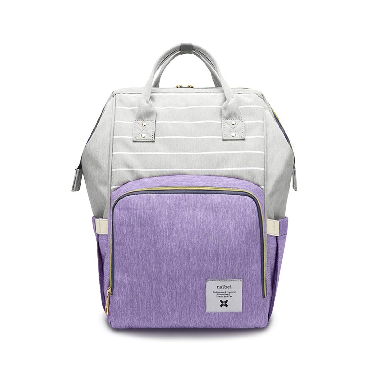 SONARIN Stripe Multifunzione Zaino Fasciatoio Bambino per Pannolini,Organizer per Zaino da Viaggio Con Sacchetto di Isolamento Termico,Impermeabile,Grande Capacità,Elegante,Ideale Regalo(Viola Chiaro)