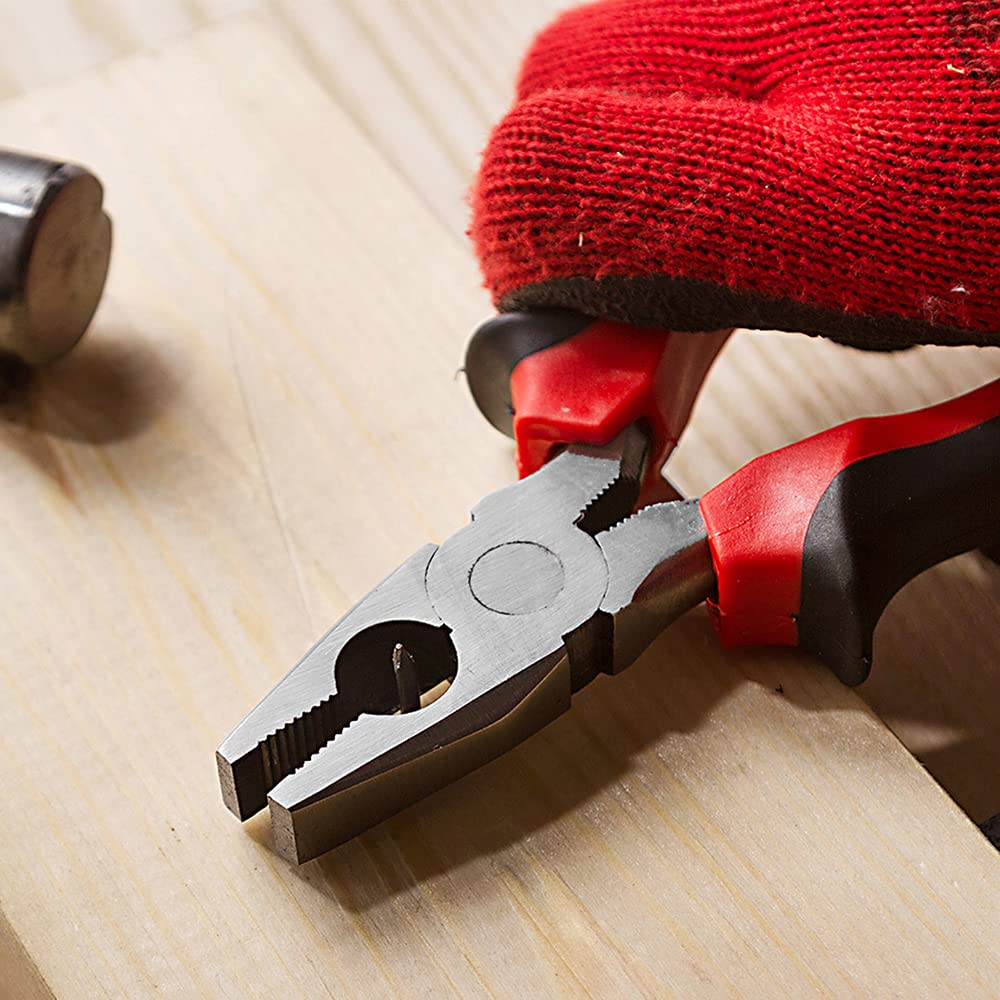 Dekton 8" Combination Pliers-Versatile Hand Tool for Cutting Gripping, Twisting, Black/Red, 8-inch - Image 4