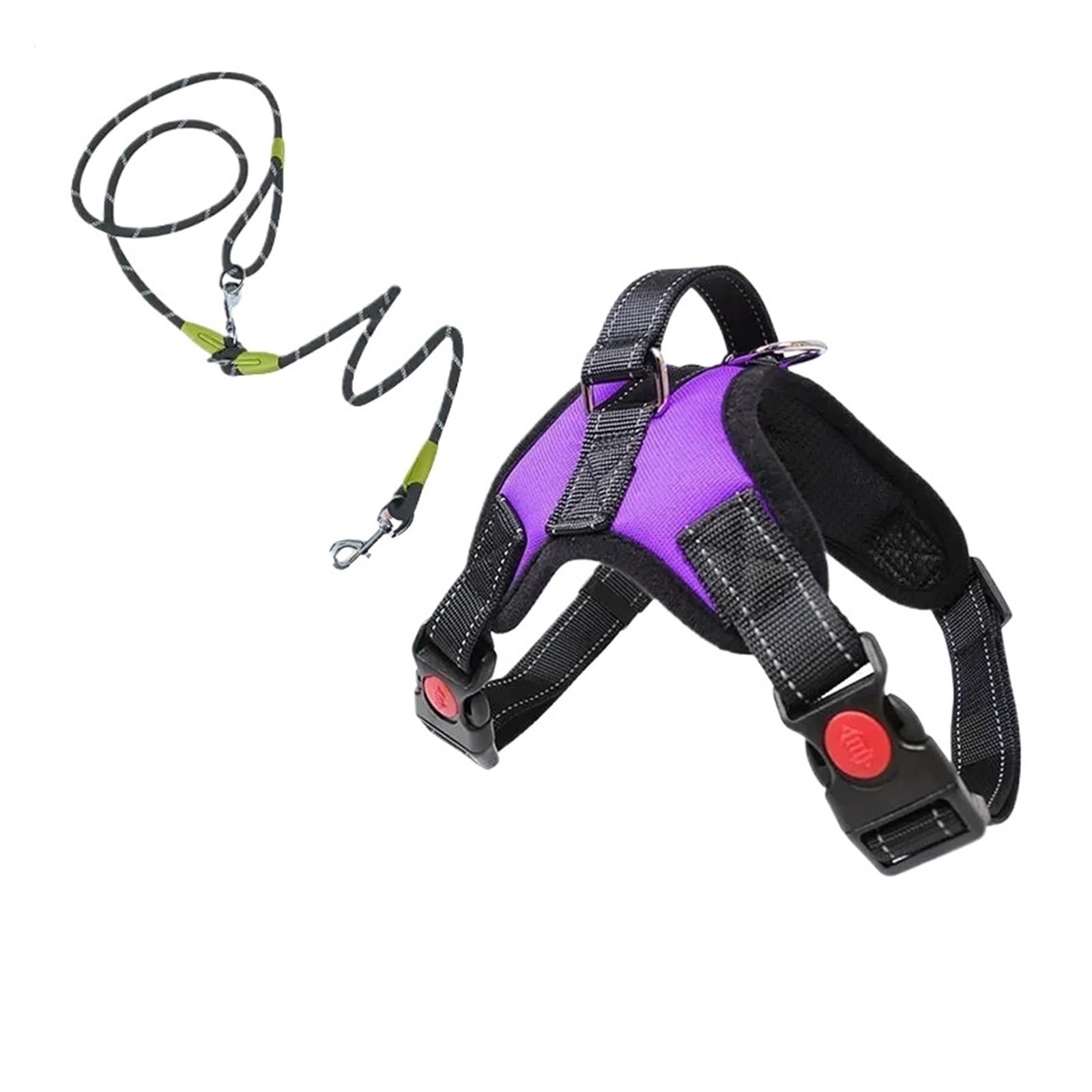 Set di pettorina e guinzaglio for cani, senza trazione, regolabile, confortevole, con maniglia facile controllo. Guinzaglio da passeggio for corsa all'aperto(Purple Combination,L 18-27.5kg)