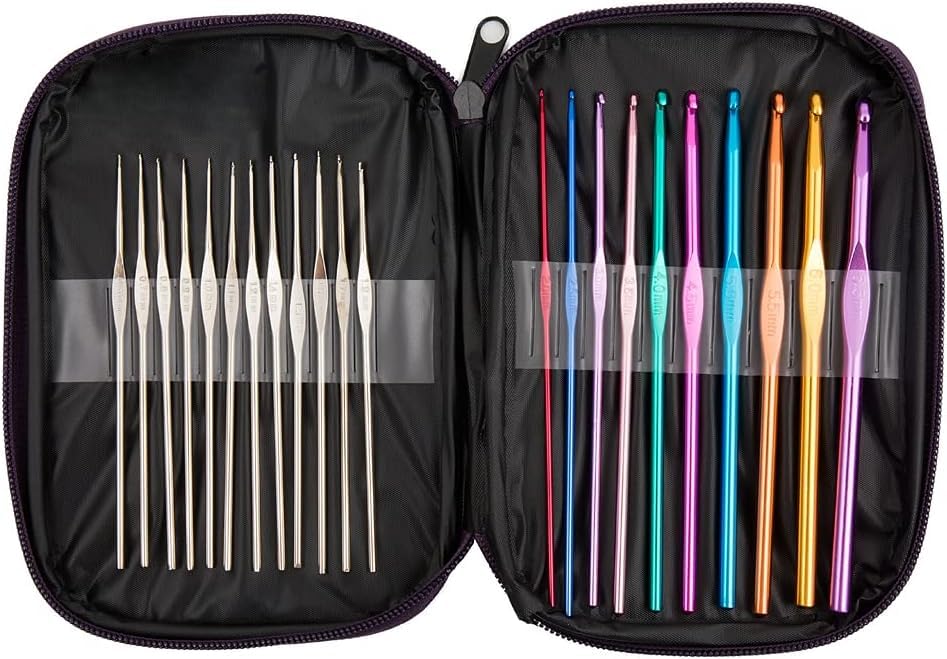 - VERAT 22 Pcs Crochet Set/Crochet Hook/Knitting Accessories/Stitching Material/Tools for Tailoring/Needle and Thread Box/Ergonomic Crochet Hooks Set/Crochets for Arthritic Hands/Craft/Nice Gift for Women