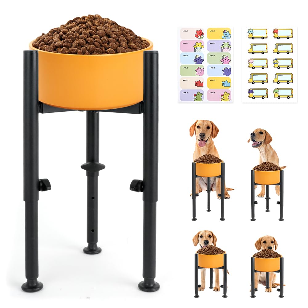 Zoyiancy Elevated Dog Bowl Stand, High Dog Bowl Stand, 4 Adjustments Heights, Fit 5-10" Wide Single Elevated Dog Food Water Bowls Holder, Raised Dog Bowls Stand for Large Medium Sized Dogs