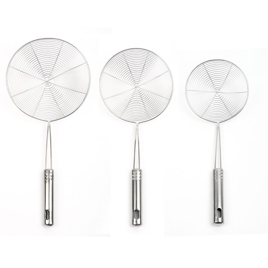 Mesh Net Strainer Ladle Stainless Steel Wire Skimmer Spoon, Set of 3 (4.7 Inch,6 Inch,7 Inch)