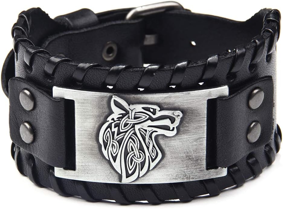 - Viking Bracelet Wolf Fenrir - Vintage Nordic Scandinavian Talisman - Gothic Bracelet for Celtic Pagan