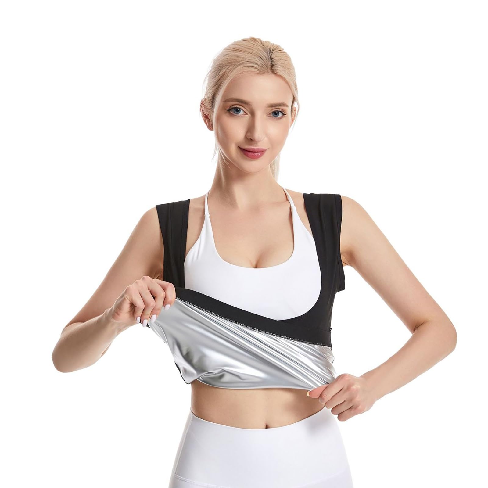Shapewear Camiseta sin mangas con control de barriga para mujer, camiseta sin mangas con cuello cuadrado