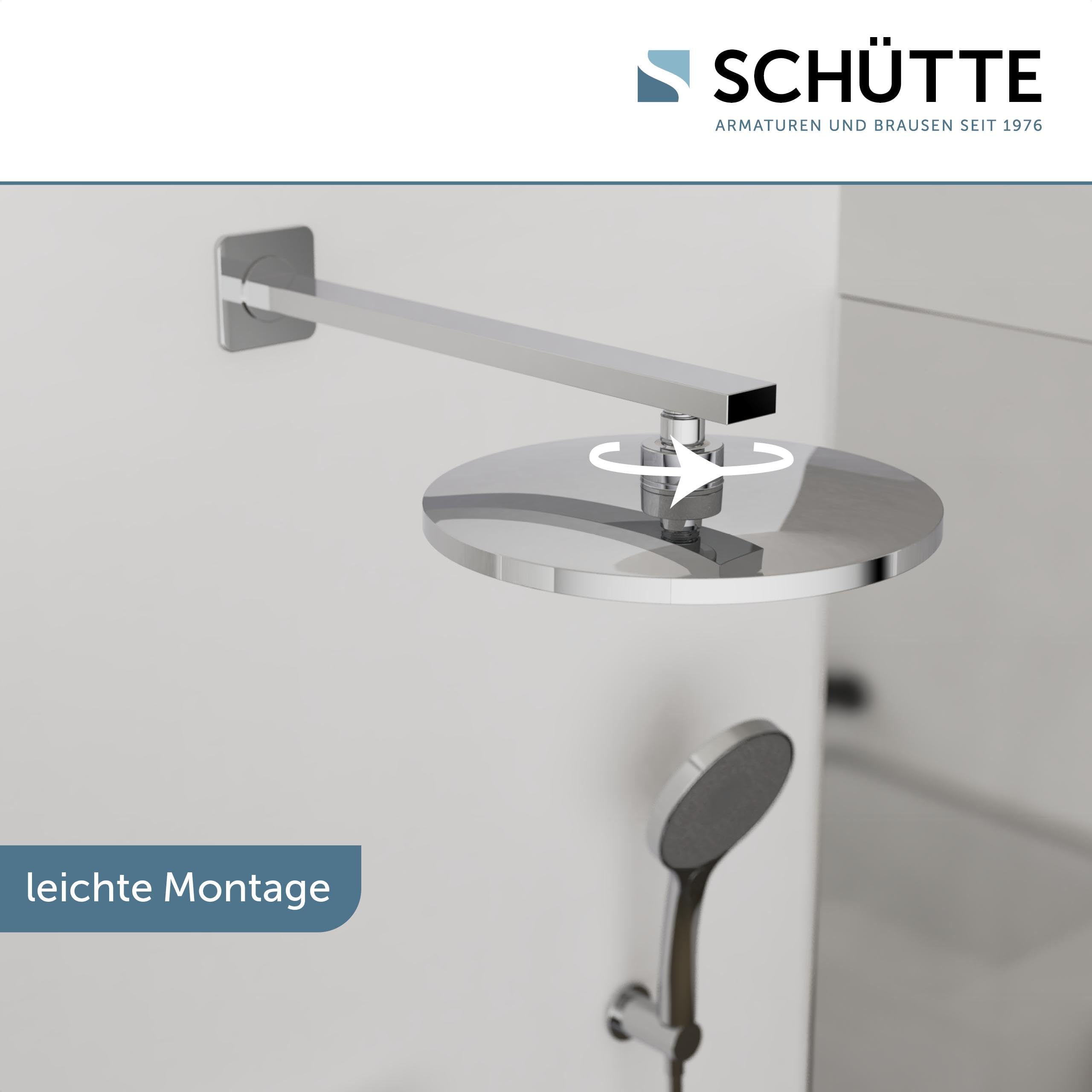SCHÜTTE 69291 CAPRI Kopfbrause, Wellness-Duschkopf Regendusche mit Anti-Kalk-Noppen, Duschbrause Rund, großer Regenduschkopf, Chrom/Anthrazit
