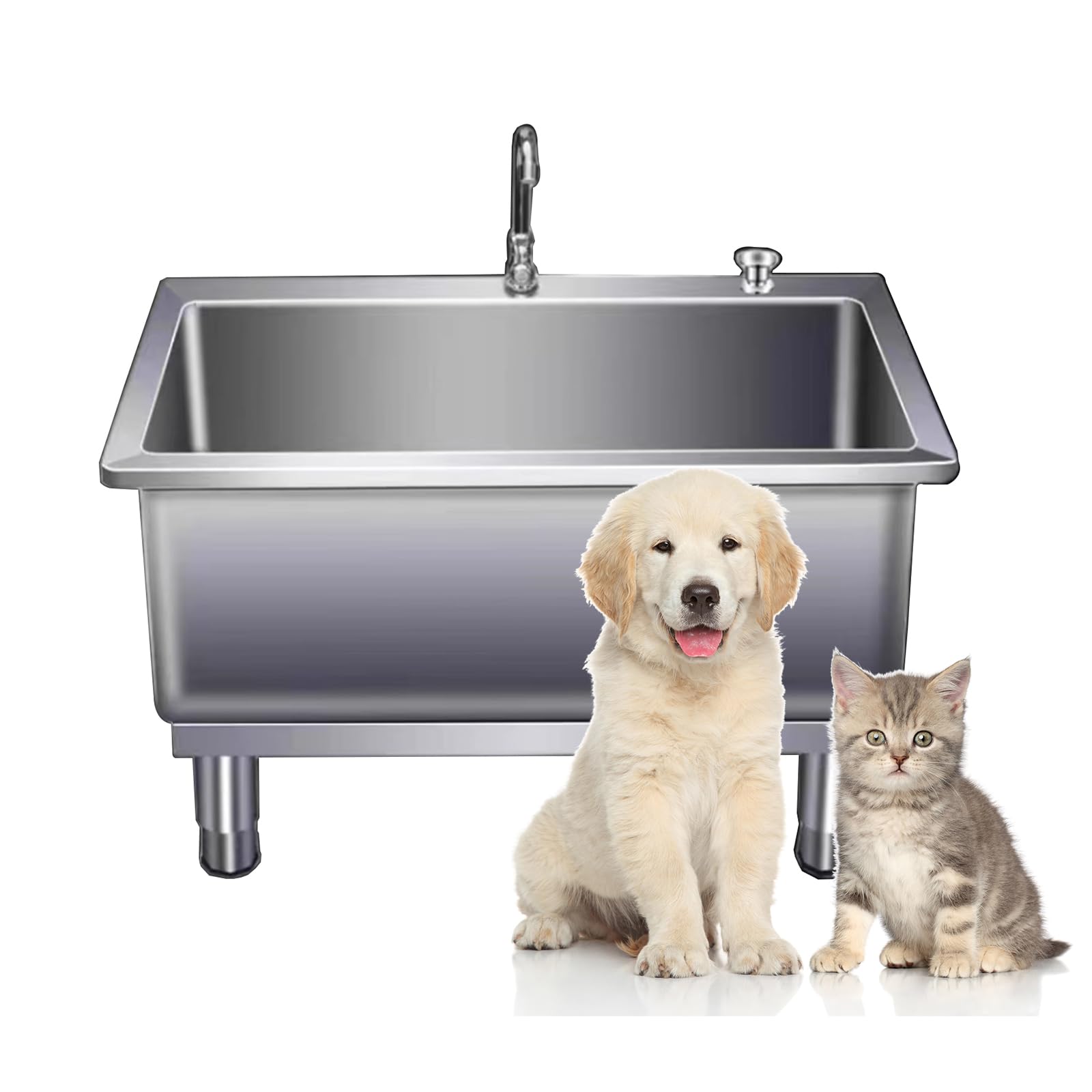 Bañera para Perros, bañera para Perros de Acero Inoxidable Comercial Profesional, bañera para Perros, bañera para Perros, estación de Lavado para Perros para Mascotas Medianas y pequeñas, es