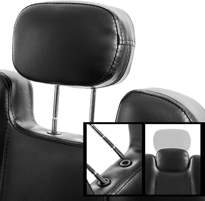 Silla reclinable para barbería con bomba resistente negro/rojo miniatura 4