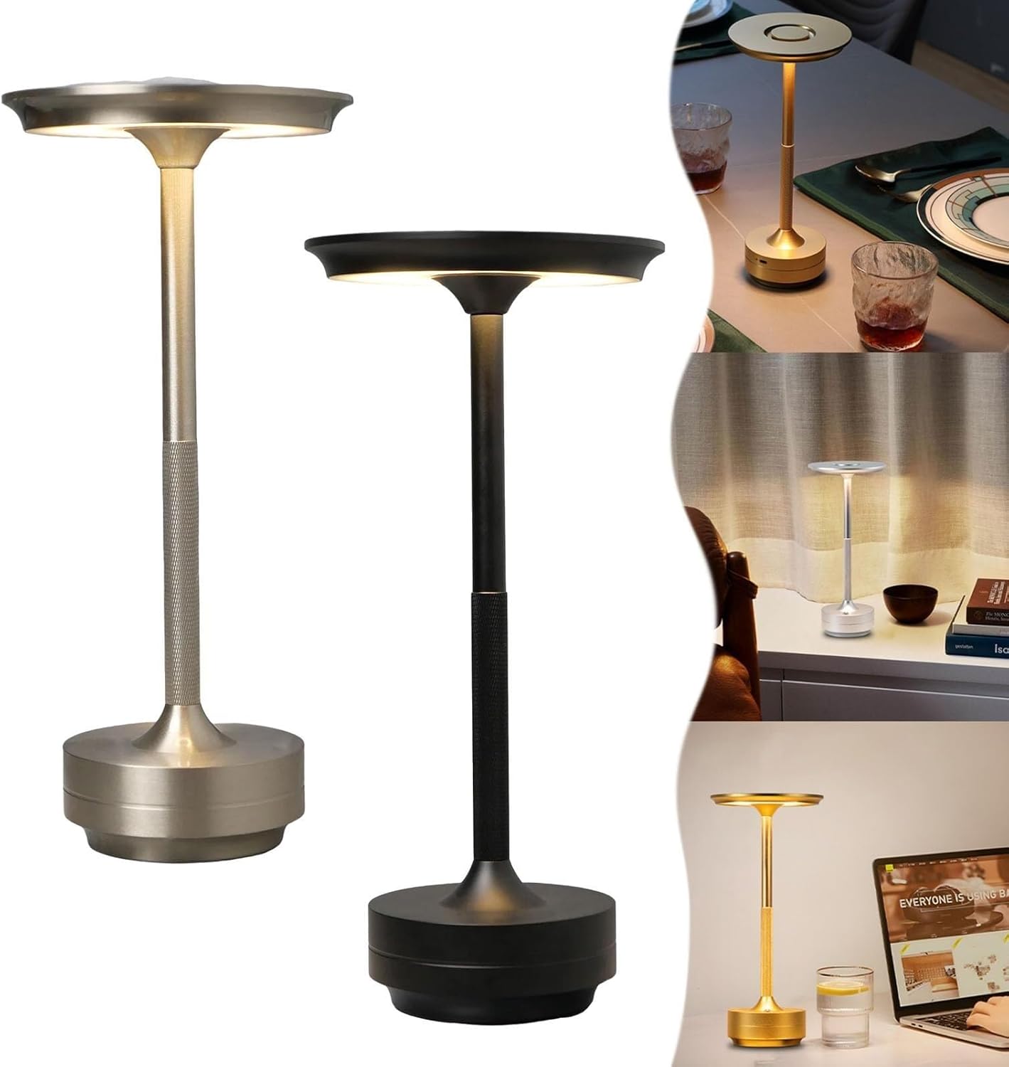 bacion シェラムエコルームコードレスランプ、エコルームテーブルランプ、エコルームランプ、LEDワイヤレス充電式コードレステーブ