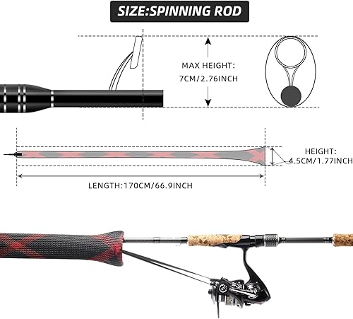 Miniatura 34 de SF Funda para caña de pescar, funda de caña de pescar, cubierta de caña de pescar, protector de caña de malla trenzada, guantes de caña de pescar