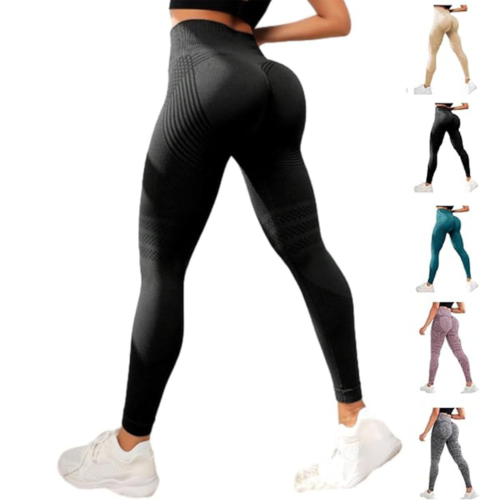 OLYGEE Women's Compression Leggings, Anti Cellulite Leggings, High Waisted Butt Lifting Tummy Training for Gym Workout (Black,3XL)