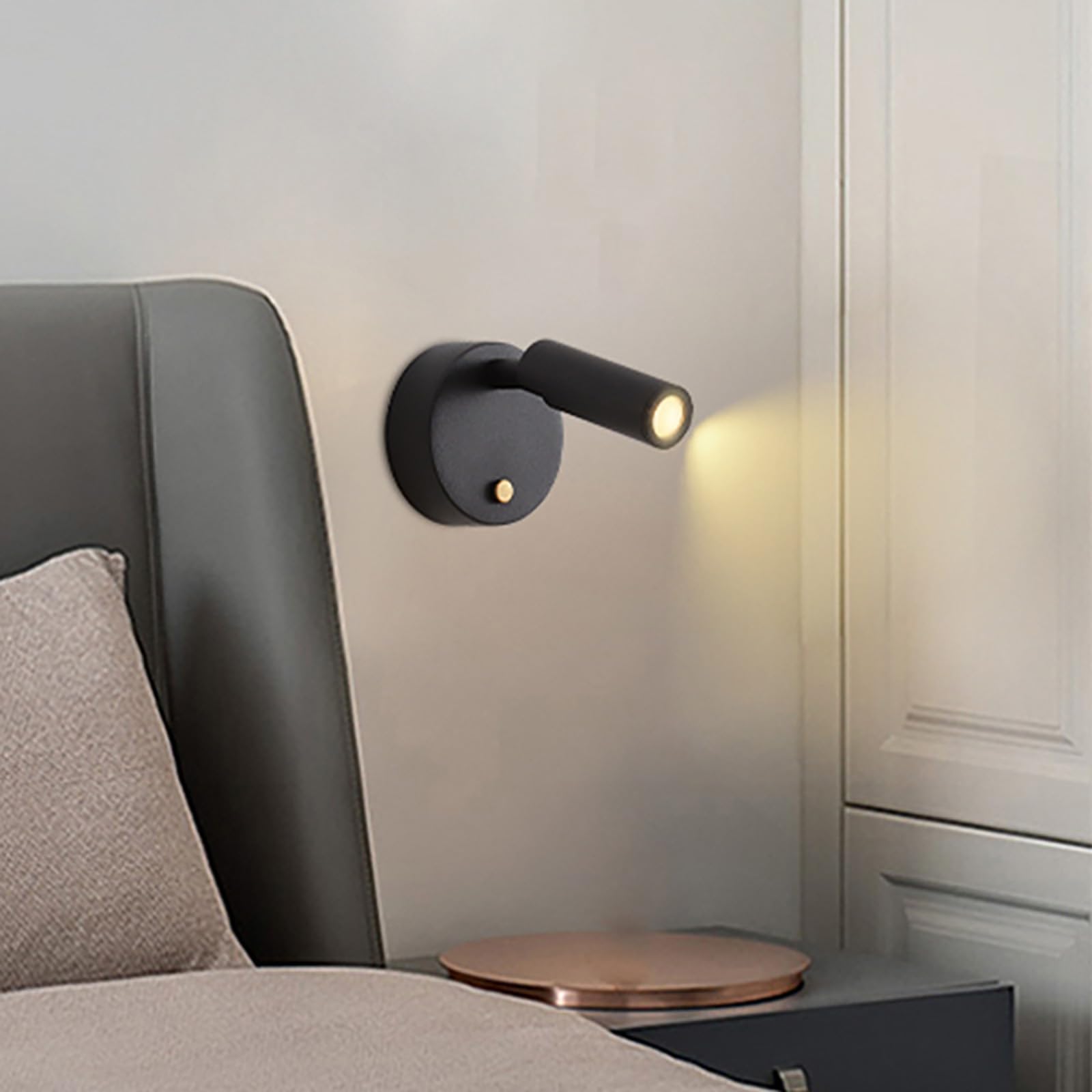 Aplique de Pared LED, Foco de Pared LED, lámpara de Lectura con Interruptor táctil, Aplique de Pared Interior Adecuado para cocinas, Salas de Estar, dormitorios, pasillos (2 paquet