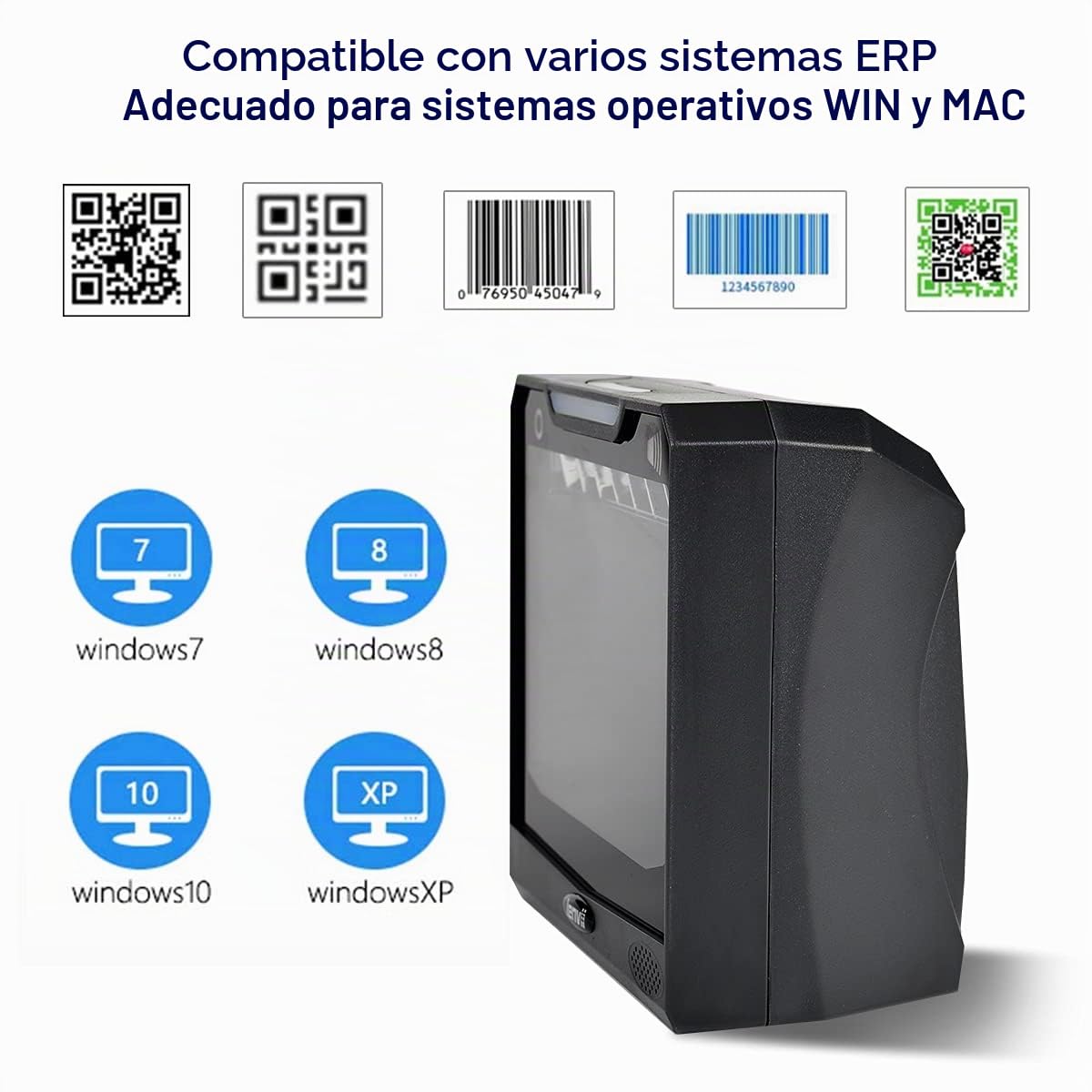 LENVII E688 Escáner de código de Barras Lector de código de Barras 1D / 2D / QR, escáner de código de Barras omnidireccional automático, escáner de código de Barras de Escritorio para Windows/Mac