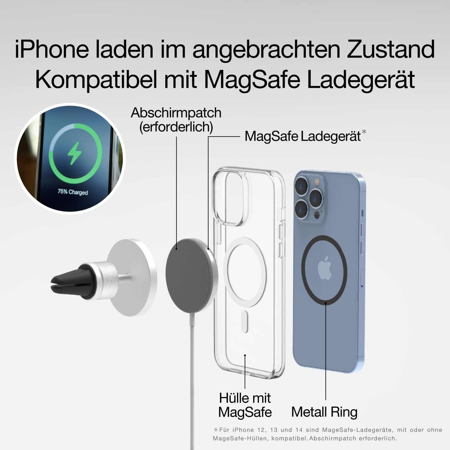 Just Mobile AluDisc Go I - Supporto magnetico per cellulare da auto, compatibile con funzione di ricarica magnetica, supporto per ventola da auto in alluminio (argento)