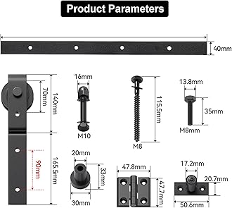 BotaBay Upgraded Bi-Folding Sliding Barn Door Hardware Kit for 2 or 4 Doors Folding Door Lifting Rail with Black Track J Shape Roller, Doors not Included (60in)