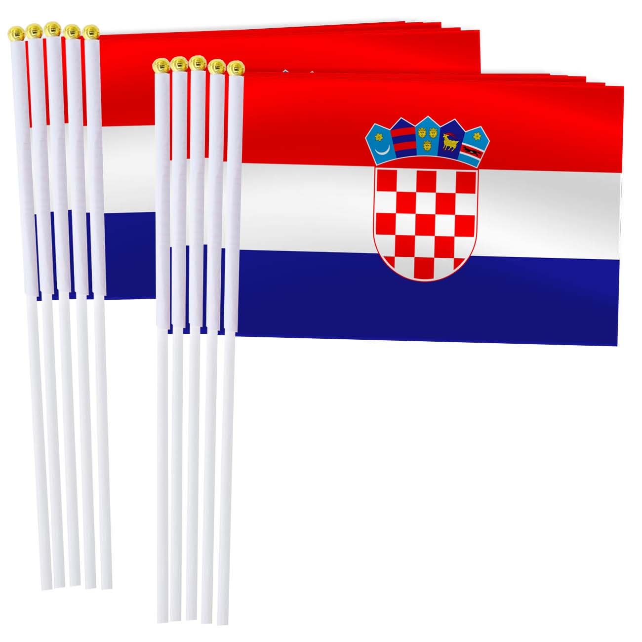 25 Pack Croatia Handheld Small Flag,Mini Croatian Hand Held Miniature Stick Decor — image 1