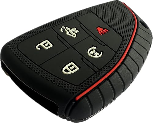 Miniatura 2 de KAWIHEN Funda de silicona para llavero compatible con Chevrolet Silverado 1500 GMC Sierra 1500 2022 2023 2024 (negro con botones blancos)