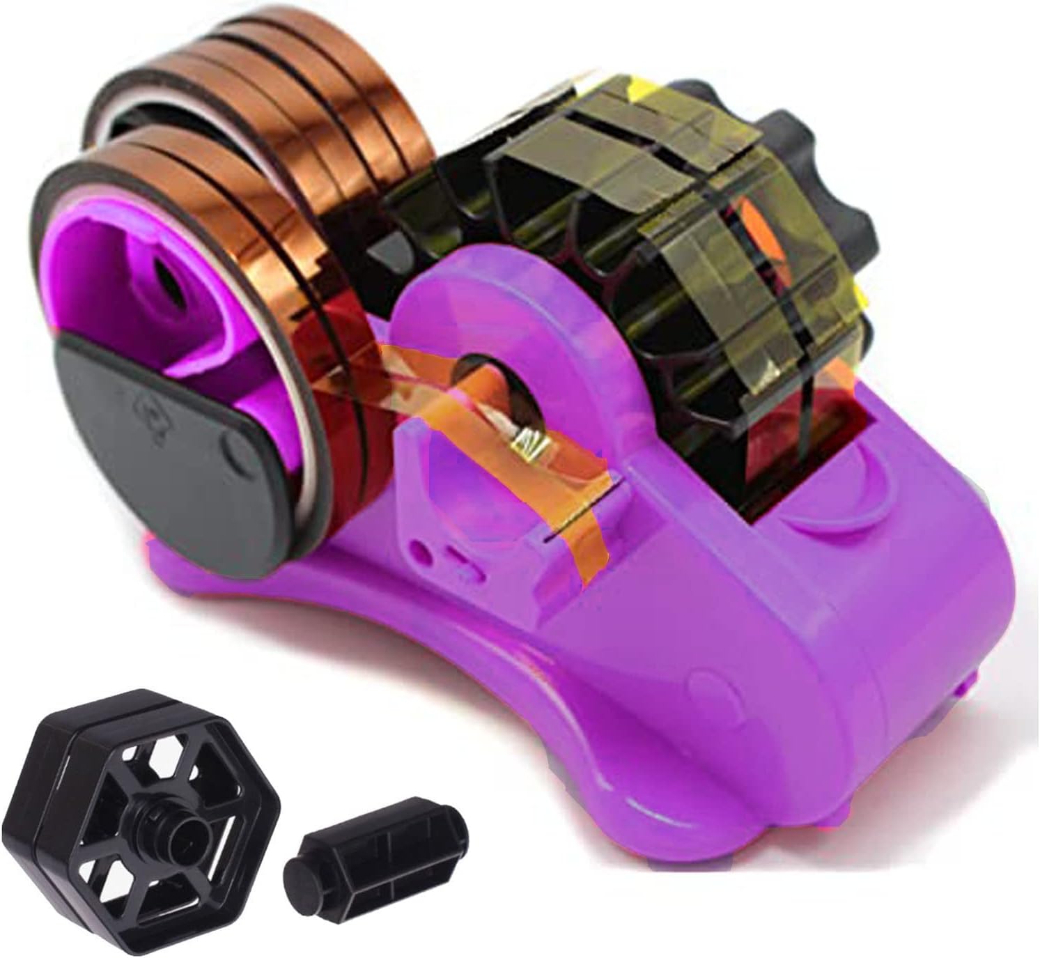 SHDSL Purple Heat Tape Dispenser- Multiple Roll Cut Heat Tape Dispenser 1" & 3" Core Double Reel Cores Sublimation for Heat Transfer Tape,Semi-Automatic Tape Dispenser with Compartment Slots
