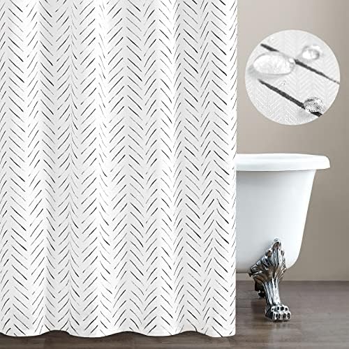 jinchan Black and White Shower Curtain Herringbone Fabric Shower Curtain Zig Zag Chevron Farmhouse Shower Curtain Zigzag Modern Shower Curtain for Bathroom Waterproof Hooks Included 70x72 inches