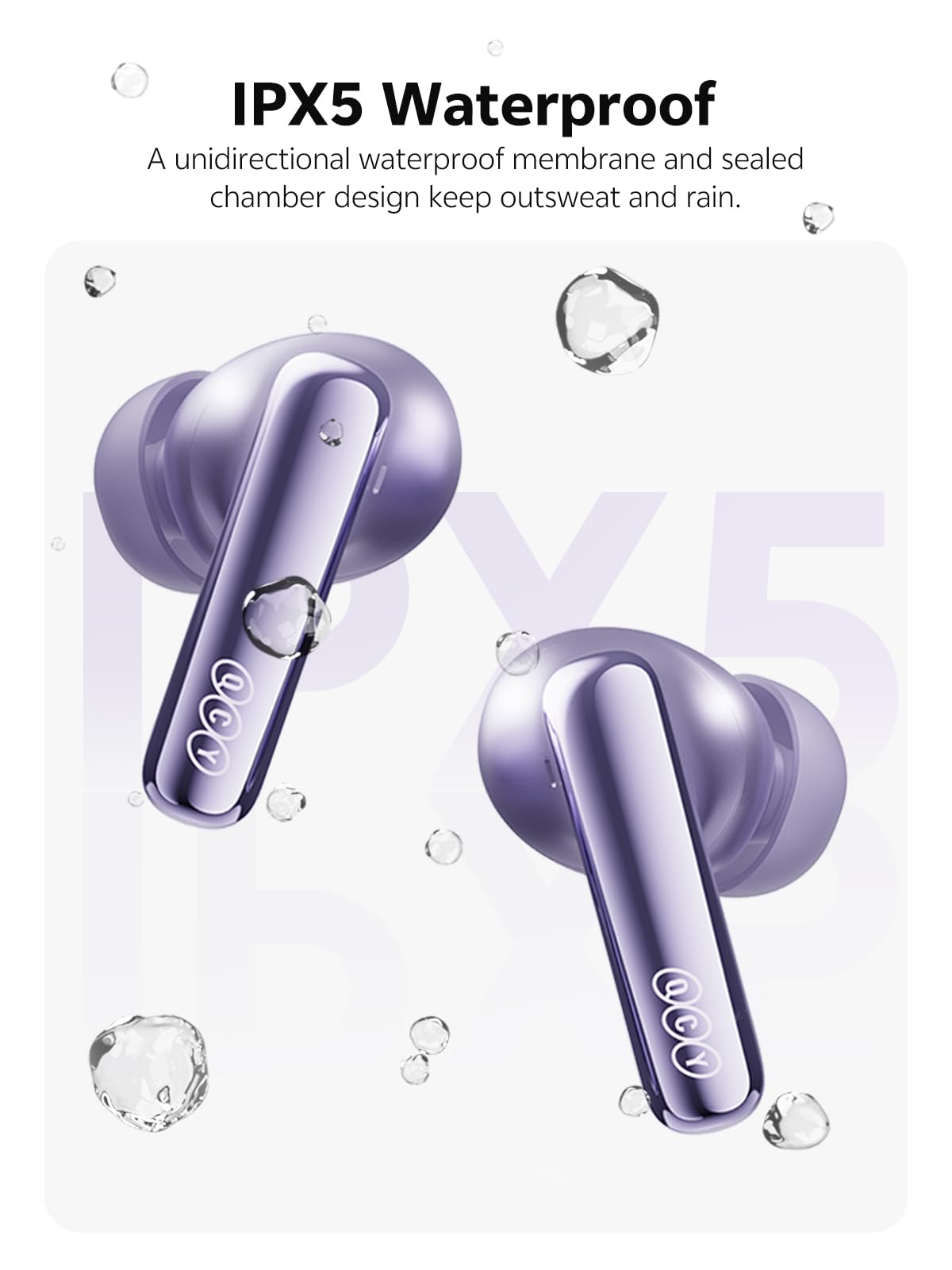QCY MeloBuds N70 Auriculares Inalambricos Bluetooth 6.0, Cancelación Activa de Ruido Adaptativa, Hi-Res Audio LDAC, Sonido Espacial, 50H Reproducción, Carga Inalámbrica, Connexion Multipunto, Morado
