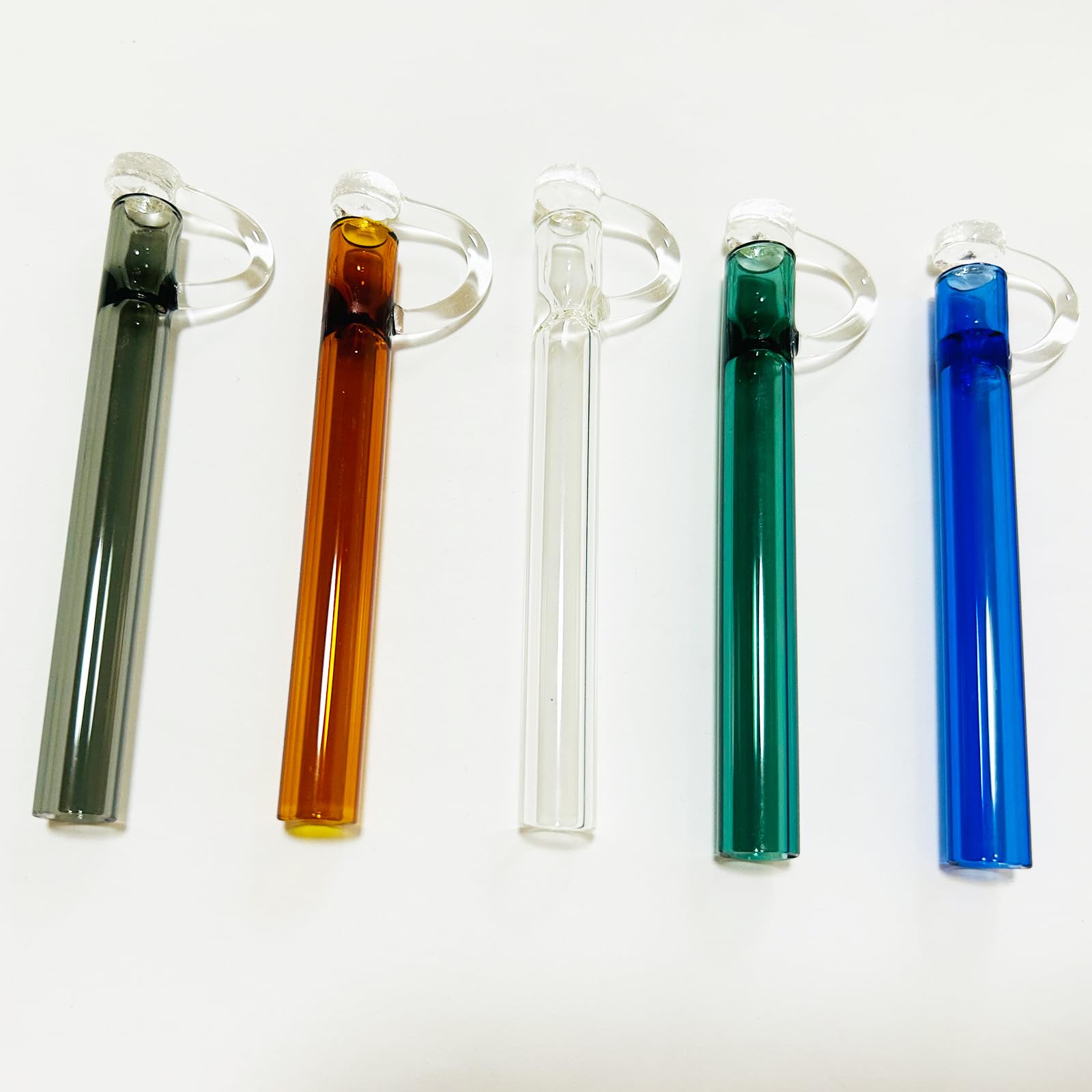 Pack of 5 Glass Oil Burners, Multicoloured, Clear Glass, 12 cm