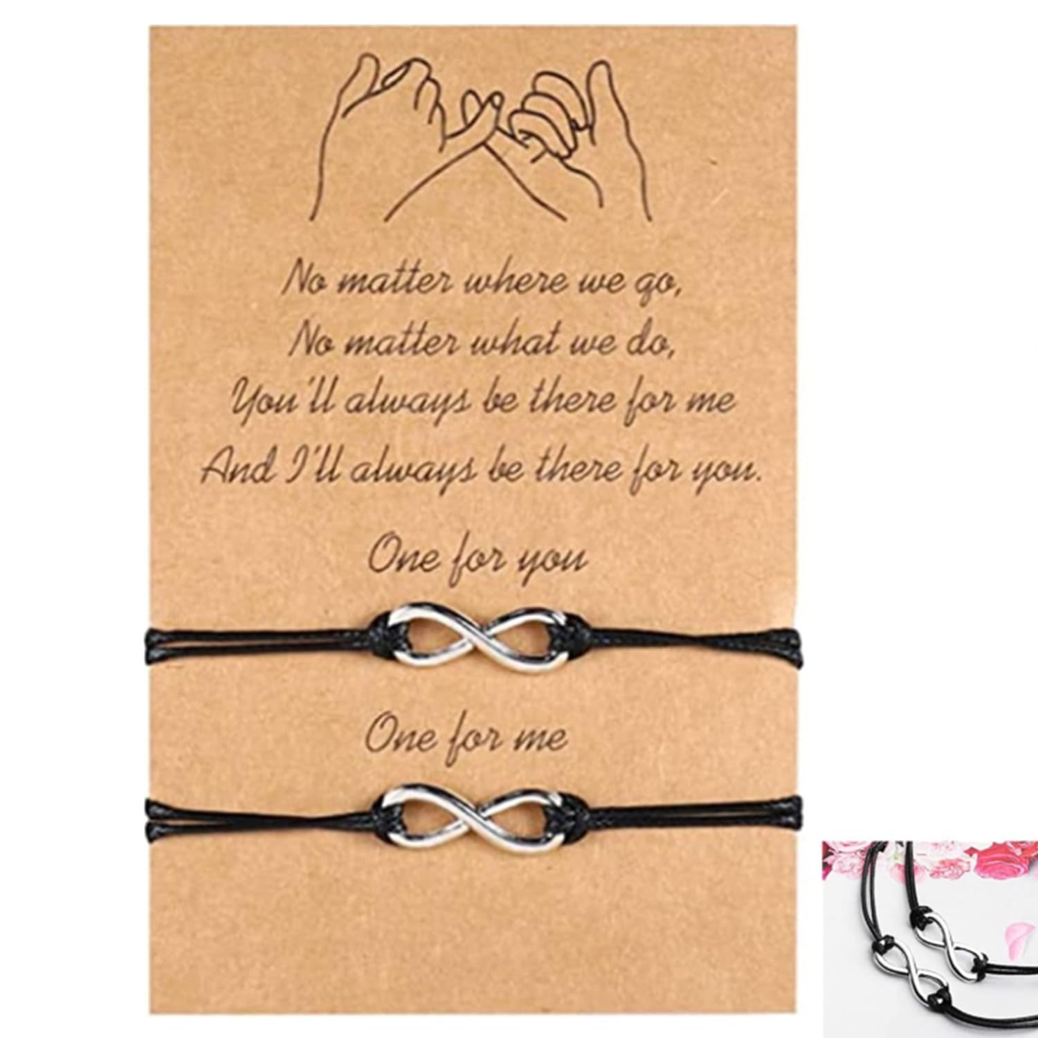 ZHjuju Pinky Promise Bracelets,2PCS Adjustable Bracelet,Couple Distance Matching Braceletsfor Women and Girl,Best Friendship,Bracelet Textile,Couple Bracelet for Thank You day.