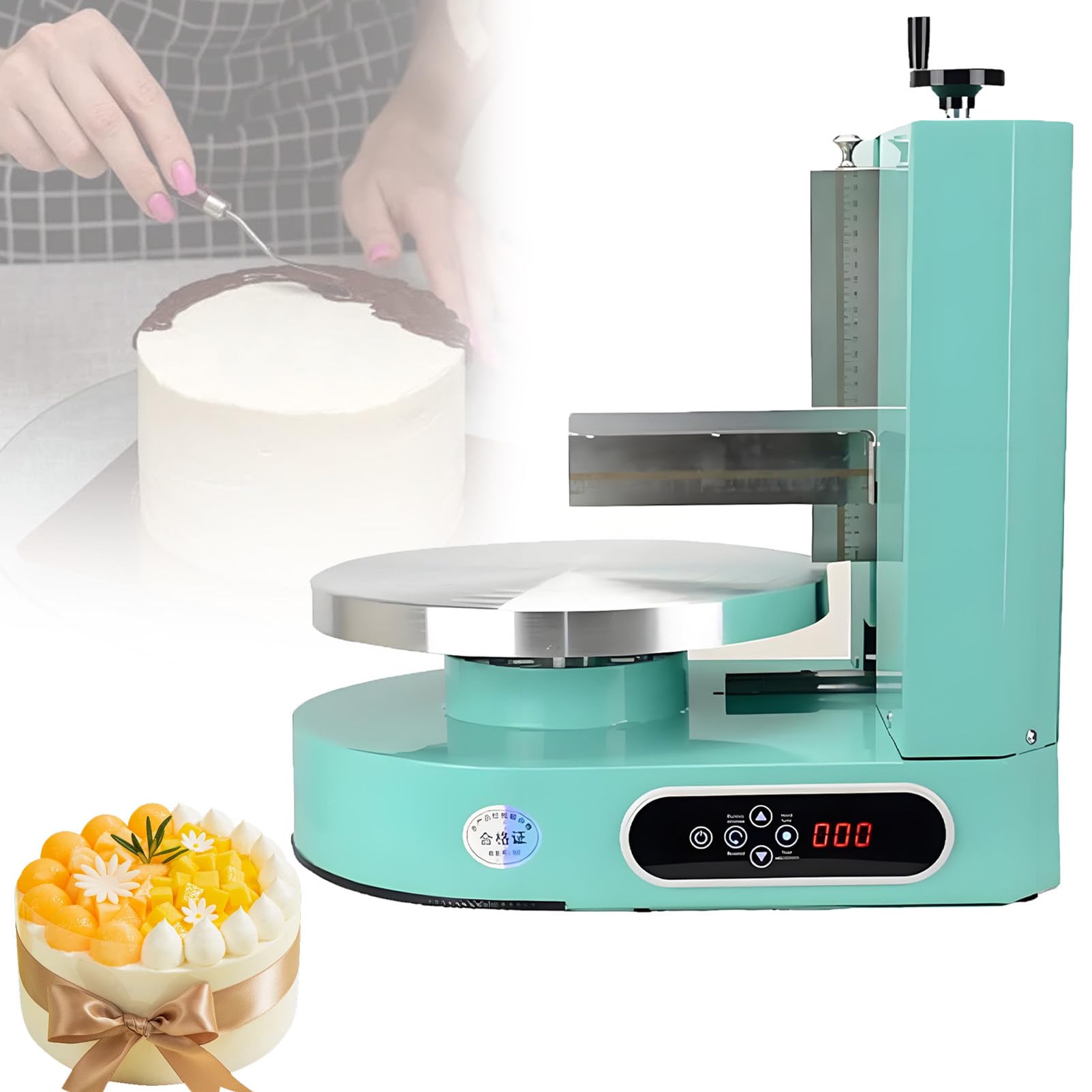 Máquina automática eléctrica para Extender Crema en Pasteles, alisador de Cobertura de Acero Inoxidable con Pantalla LCD, para decoración y Recubrimiento Profesional de Pasteles. Green