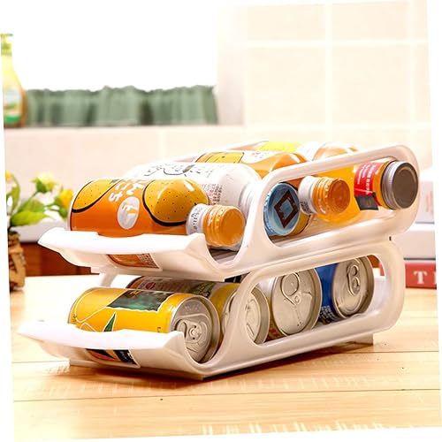 Miniatura 3 de 2 soportes de plástico apilables para latas, color blanco, contenedores de almacenamiento para refrigerador